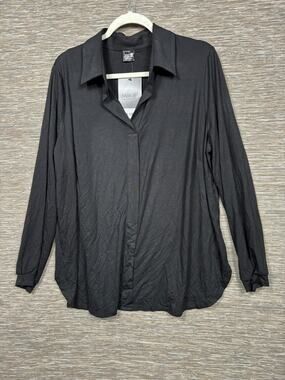 Miik Blouse Womens 2X Black Lucia Collared Long Sleeve Tunic Top LUCIA775